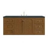 Laurent 60" Single Vanity, Honey Oak w/ 3 CM Charcoal Soapstone Silestone Top