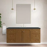 Laurent 60" Single Vanity, Honey Oak w/ 3 CM Charcoal Soapstone Silestone Top