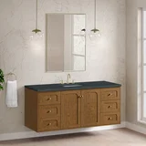 Laurent 60" Single Vanity, Honey Oak w/ 3 CM Charcoal Soapstone Silestone Top