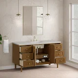 Laurent 60" Single Vanity, Honey Oak w/ 3 CM Eternal Jasmine Pearl Silestone Top