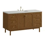 Laurent 60" Single Vanity, Honey Oak w/ 3 CM Lime Delight Silestone Top