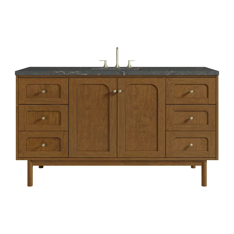 Laurent 60" Single Vanity, Honey Oak w/ 3 CM Parisien Bleu Silestone Top