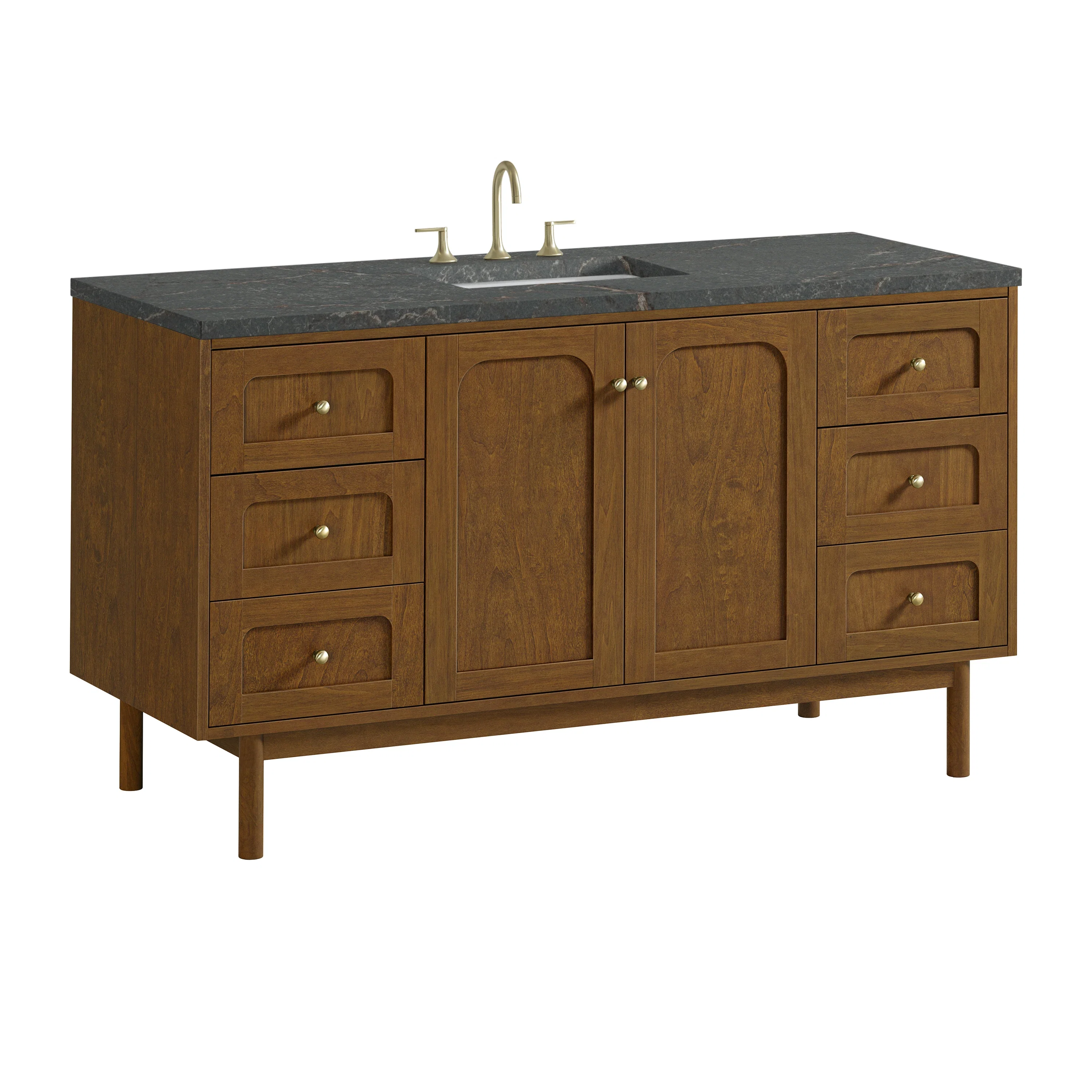 Laurent 60" Single Vanity, Honey Oak w/ 3 CM Parisien Bleu Silestone Top
