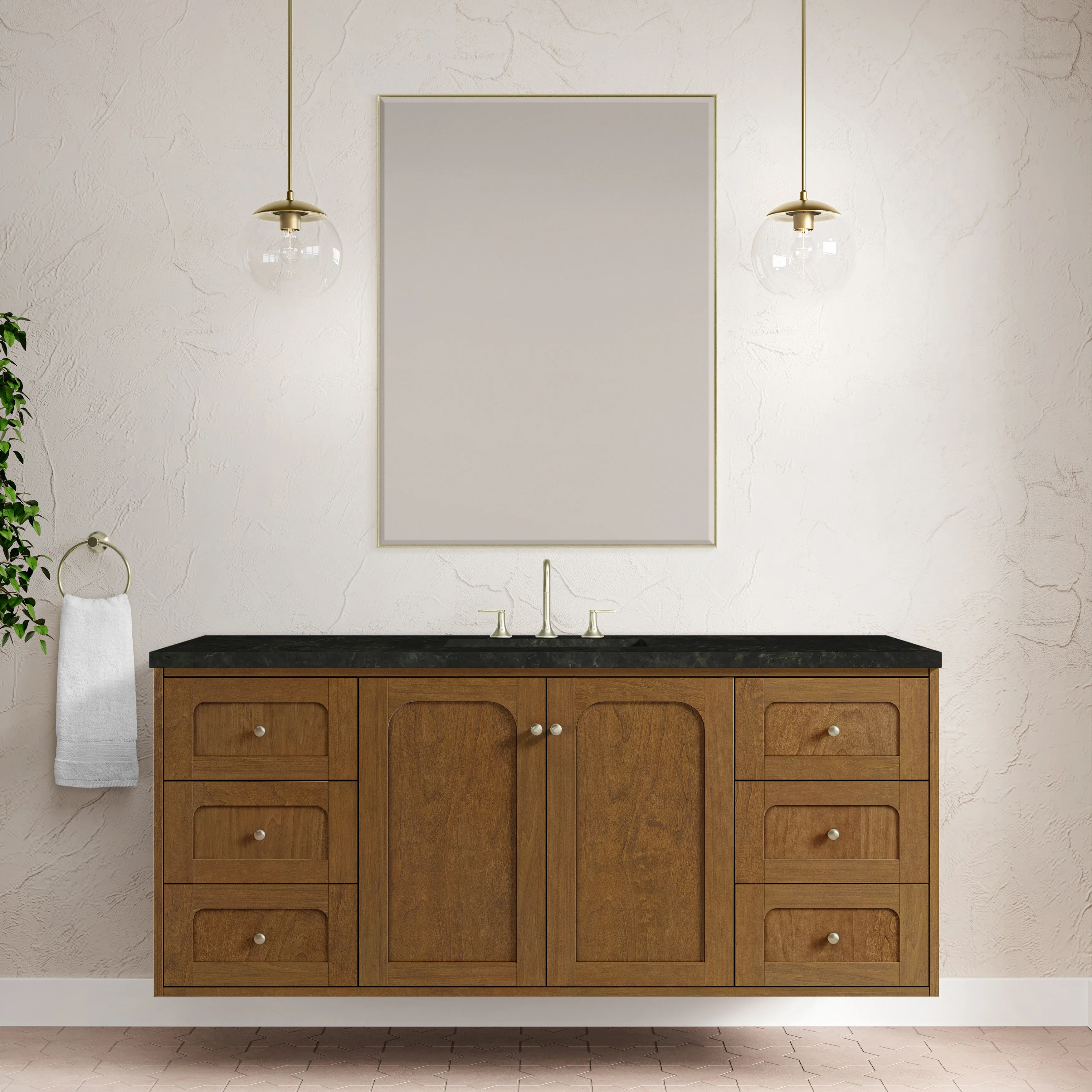 Laurent 60" Single Vanity, Honey Oak w/ 3 CM Phantome Eclos Top