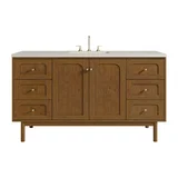 Laurent 60" Single Vanity, Honey Oak w/ 3 CM Siberian Silestone Top