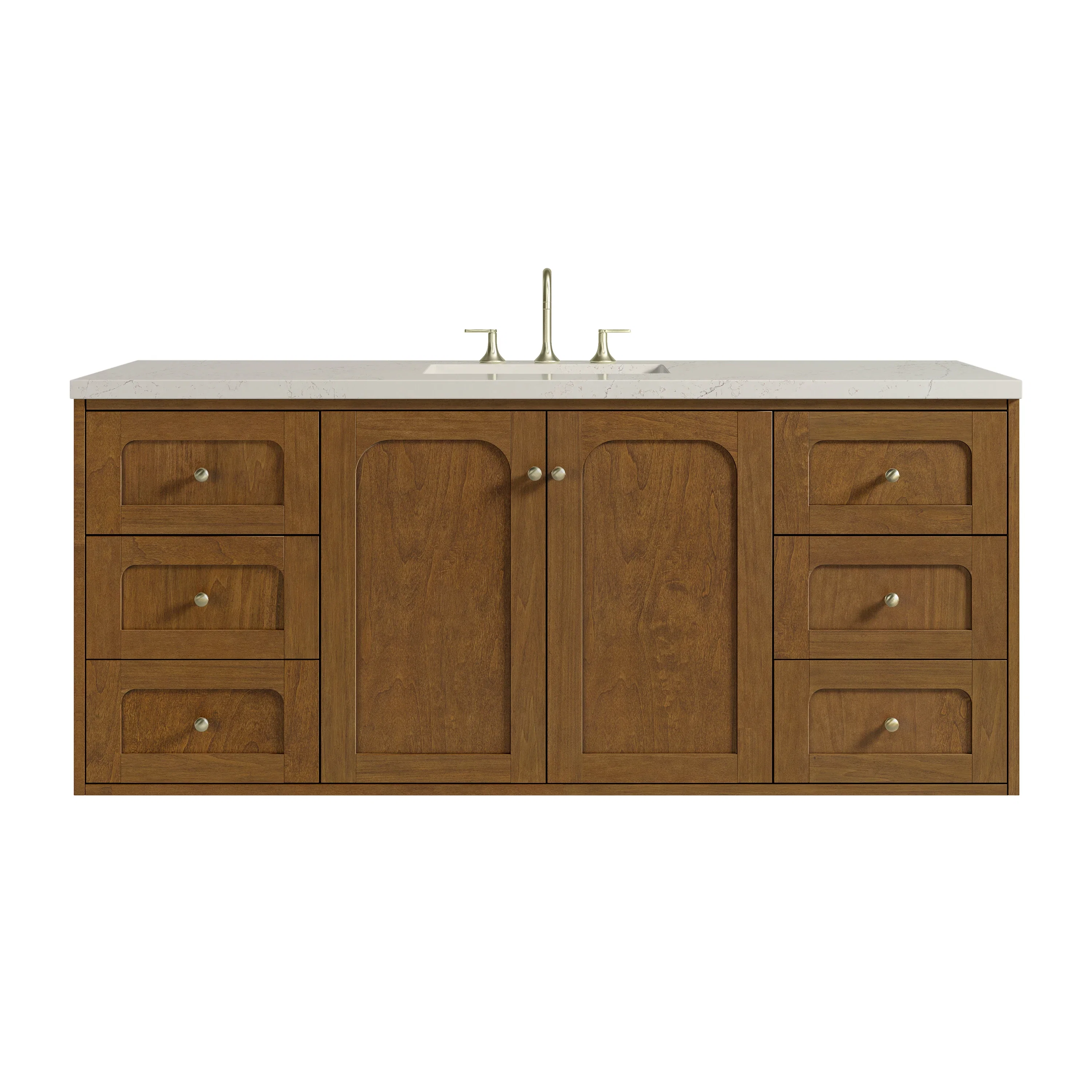 Laurent 60" Single Vanity, Honey Oak w/ 3 CM Siberian Silestone Top
