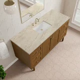 Laurent 60" Single Vanity, Honey Oak w/ 3 CM Tajnar Eclos Top