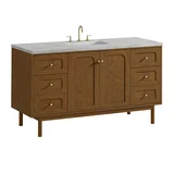 Laurent 60" Single Vanity, Honey Oak w/ 3 CM Victorian Silver Silestone Top