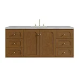 Laurent 60" Single Vanity, Honey Oak w/ 3 CM Victorian Silver Silestone Top