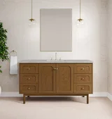 Laurent 60" Single Vanity, Honey Oak w/ 3 CM Victorian Silver Silestone Top