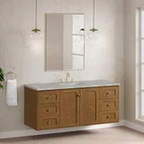 Laurent 60" Single Vanity, Honey Oak w/ 3 CM Victorian Silver Silestone Top
