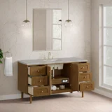 Laurent 60" Single Vanity, Honey Oak w/ 3 CM Victorian Silver Silestone Top