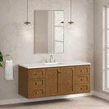 Laurent 60" Single Vanity, Honey Oak w/ 3 CM White Zeus Silestone Top