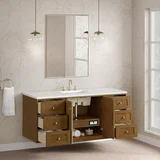 Laurent 60" Single Vanity, Honey Oak w/ 3 CM White Zeus Silestone Top