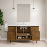 Laurent 60" Single Vanity, Honey Oak w/ 3 CM White Zeus Silestone Top
