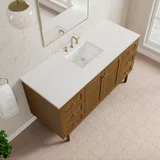 Laurent 60" Single Vanity, Honey Oak w/ 3 CM White Zeus Silestone Top