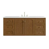 Laurent 60" Single Vanity, Honey Oak w/ 3 CM White Zeus Silestone Top