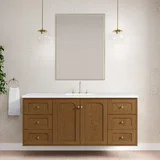 Laurent 60" Single Vanity, Honey Oak w/ 3 CM White Zeus Silestone Top