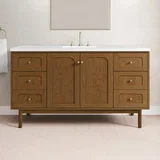 Laurent 60" Single Vanity, Honey Oak w/ 3 CM White Zeus Silestone Top