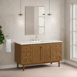 Laurent 60" Single Vanity, Honey Oak w/ 3 CM White Zeus Silestone Top