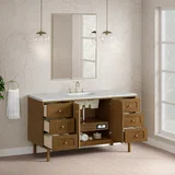 Laurent 60" Single Vanity, Honey Oak w/ 3 CM Ethereal Noctis Silestone Top w/FreePower Wireless Charger