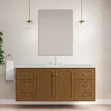 Laurent 60" Single Vanity, Honey Oak w/ 3 CM Ethereal Noctis Silestone Top w/FreePower Wireless Charger