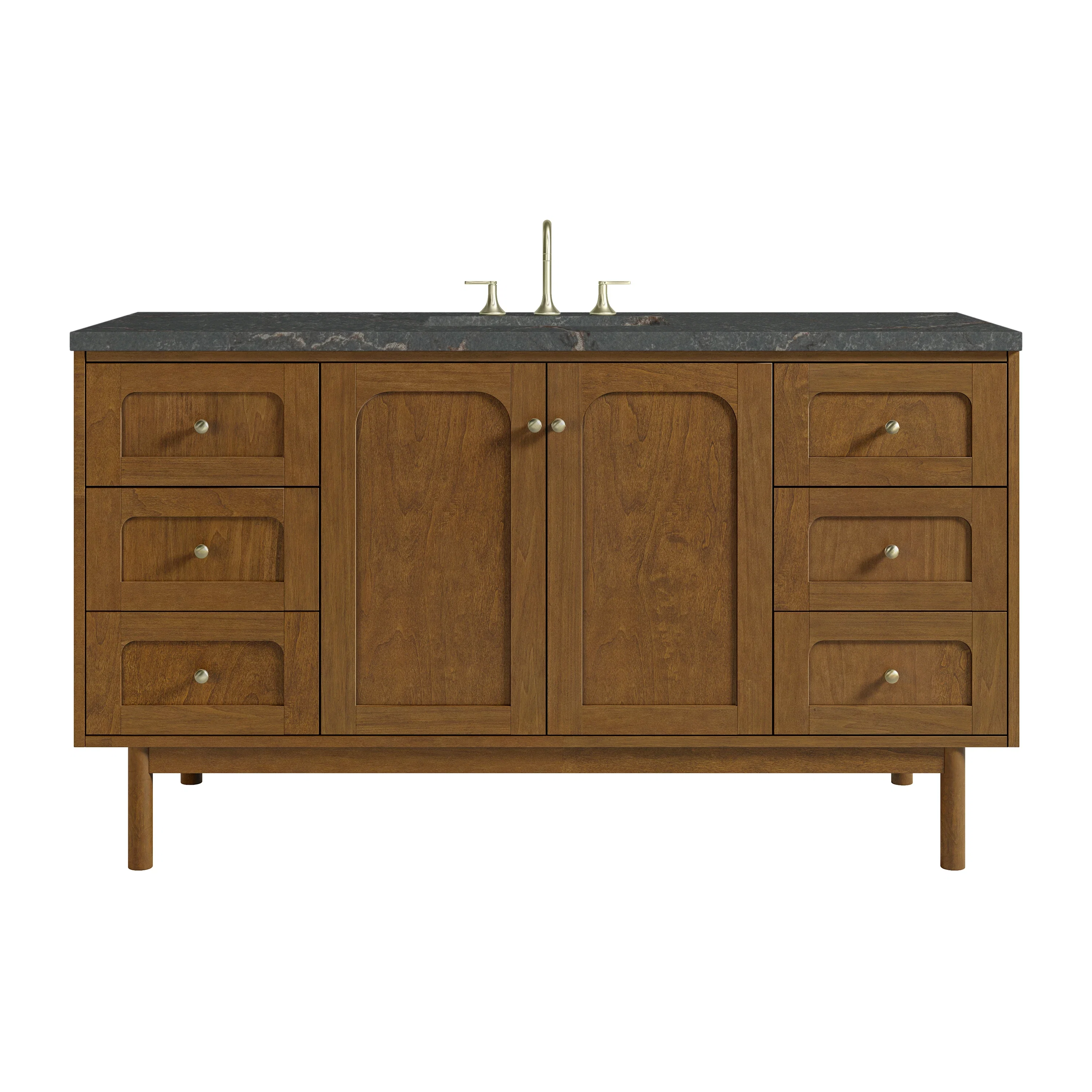 Laurent 60" Single Vanity, Honey Oak w/ 3 CM Parisien Bleu Silestone Top w/FreePower Wireless Charger