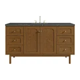 Laurent 60" Single Vanity, Honey Oak w/ 3 CM Parisien Bleu Silestone Top w/FreePower Wireless Charger