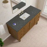 Laurent 60" Single Vanity, Honey Oak w/ 3 CM Parisien Bleu Silestone Top w/FreePower Wireless Charger