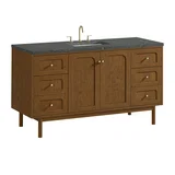 Laurent 60" Single Vanity, Honey Oak w/ 3 CM Parisien Bleu Silestone Top w/FreePower Wireless Charger