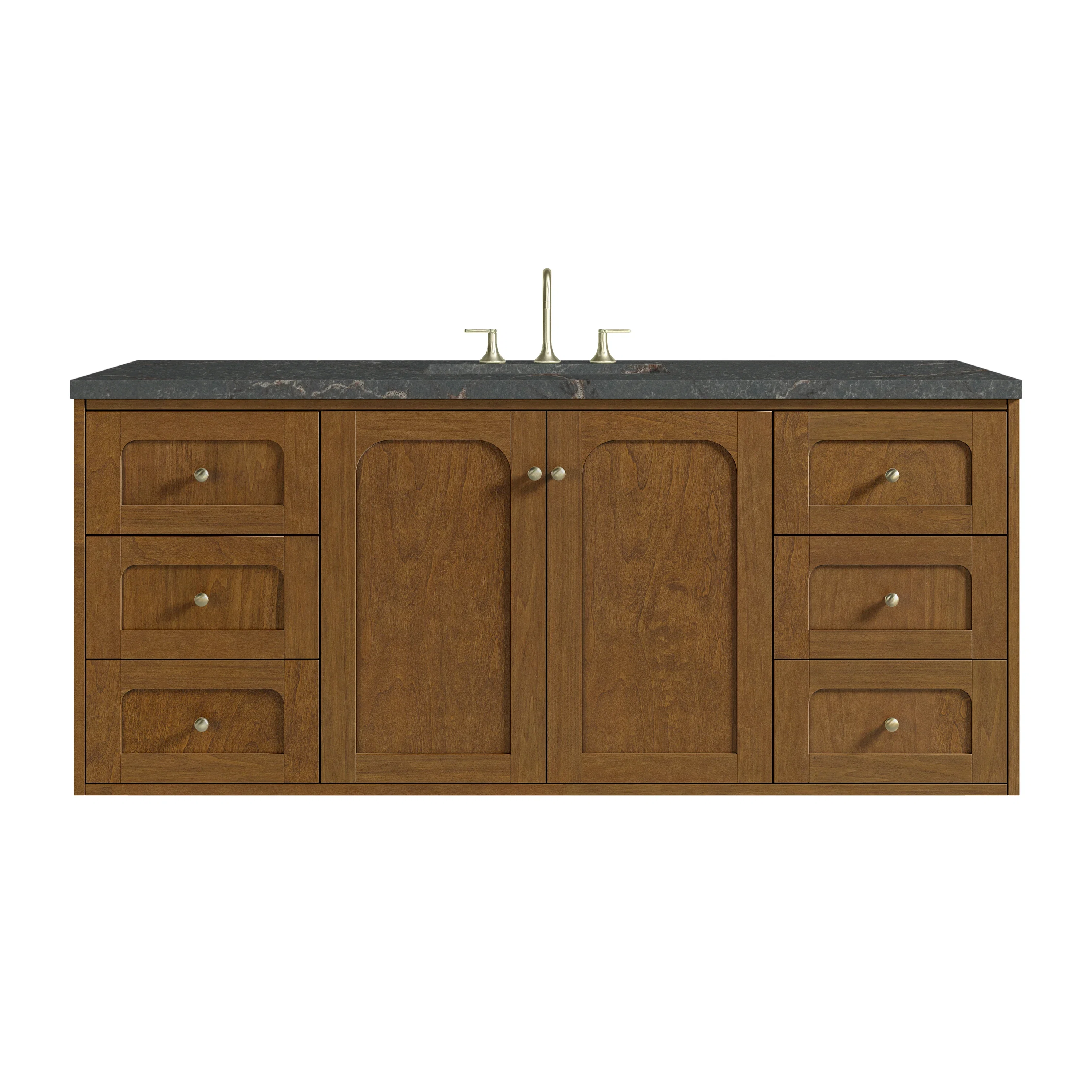 Laurent 60" Single Vanity, Honey Oak w/ 3 CM Parisien Bleu Silestone Top w/FreePower Wireless Charger