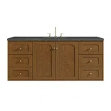 Laurent 60" Single Vanity, Honey Oak w/ 3 CM Parisien Bleu Silestone Top w/FreePower Wireless Charger