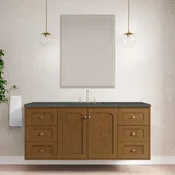 Laurent 60" Single Vanity, Honey Oak w/ 3 CM Parisien Bleu Silestone Top w/FreePower Wireless Charger