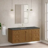 Laurent 60" Single Vanity, Honey Oak w/ 3 CM Parisien Bleu Silestone Top w/FreePower Wireless Charger