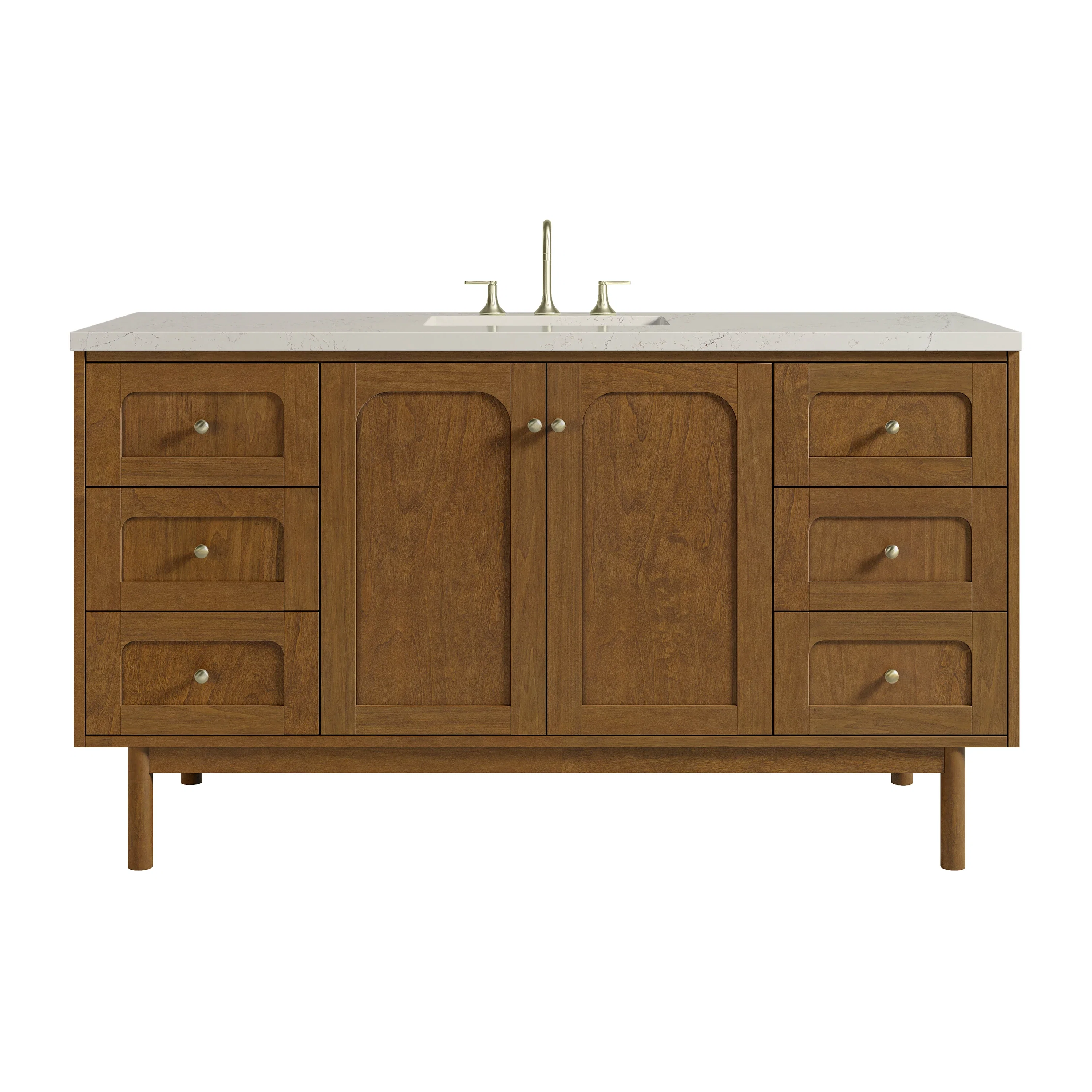 Laurent 60" Single Vanity, Honey Oak w/ 3 CM Siberian Silestone Top w/FreePower Wireless Charger