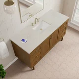 Laurent 60" Single Vanity, Honey Oak w/ 3 CM Siberian Silestone Top w/FreePower Wireless Charger