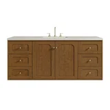 Laurent 60" Single Vanity, Honey Oak w/ 3 CM Siberian Silestone Top w/FreePower Wireless Charger