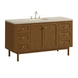 Laurent 60" Single Vanity, Honey Oak w/ 3 CM Tajnar Eclos Top w/FreePower Wireless Charger