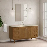 Laurent 60" Single Vanity, Honey Oak w/ 3 CM Tajnar Eclos Top w/FreePower Wireless Charger