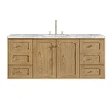 Laurent 60" Single Vanity, Light Natural Oak, w/ 3 CM Carrara Marble Top