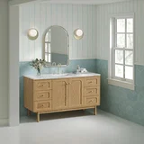 Laurent 60" Single Vanity, Light Natural Oak, w/ 3 CM Carrara Marble Top