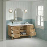 Laurent 60" Single Vanity, Light Natural Oak, w/ 3 CM Carrara Marble Top
