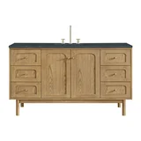 Laurent 60" Single Vanity, Light Natural Oak, w/ 3 CM Charcoal Soapstone Quartz Top