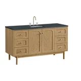 Laurent 60" Single Vanity, Light Natural Oak, w/ 3 CM Charcoal Soapstone Quartz Top
