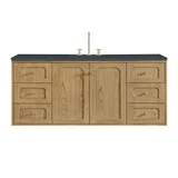 Laurent 60" Single Vanity, Light Natural Oak, w/ 3 CM Charcoal Soapstone Quartz Top