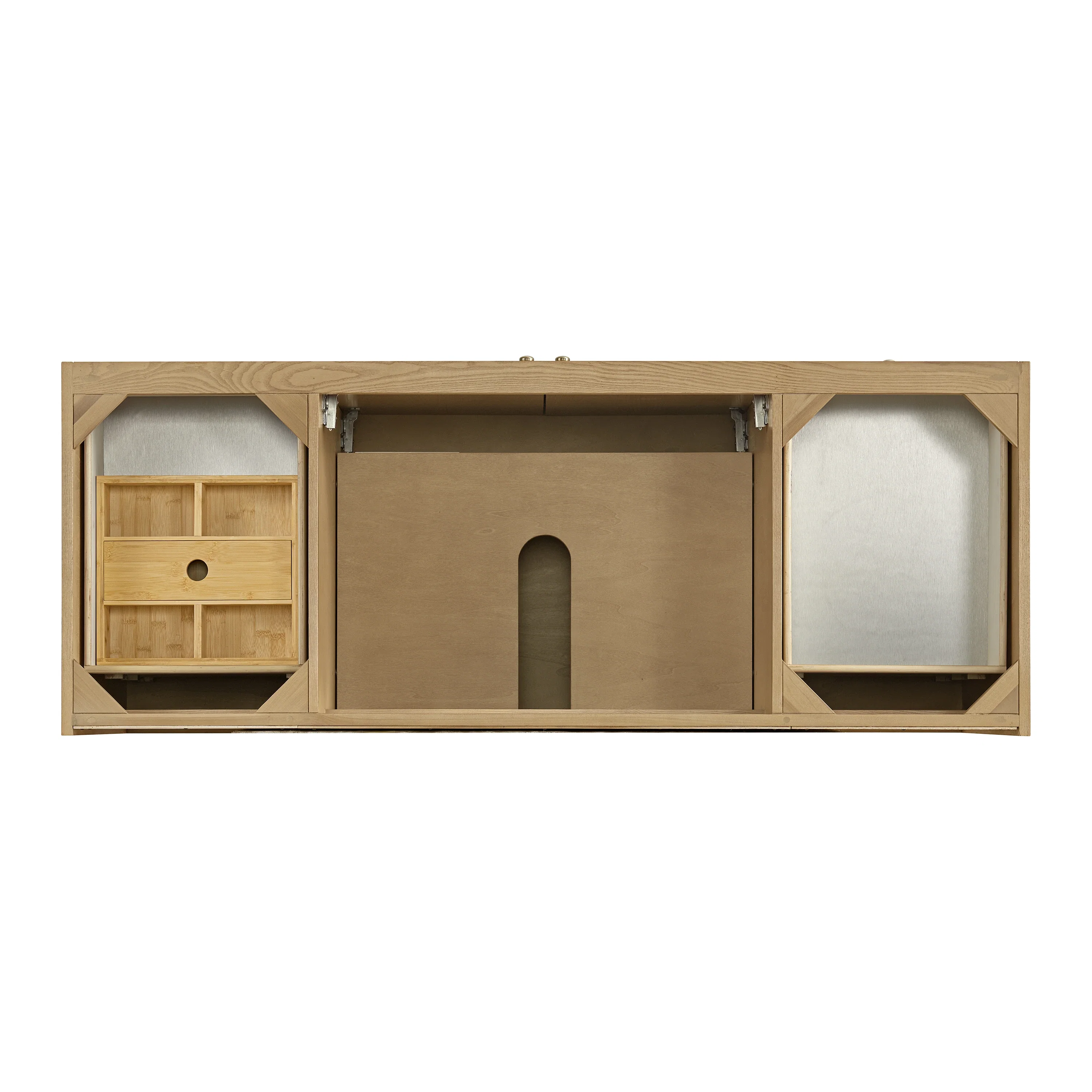Laurent 60" Single Vanity, Light Natural Oak, w/ 3 CM Eternal Jasmine Pearl Quartz Top
