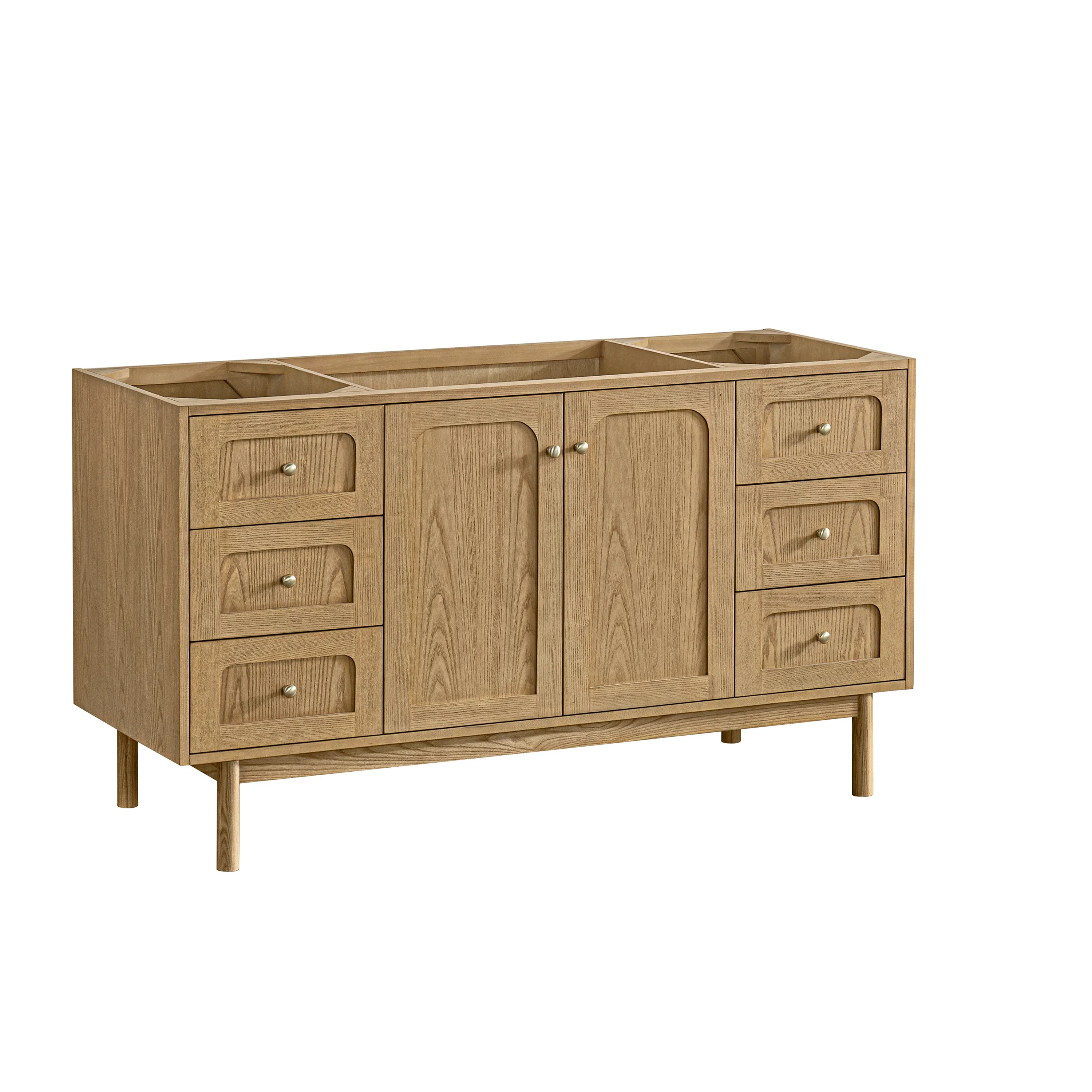 Laurent 60" Single Vanity, Light Natural Oak, w/ 3 CM Eternal Jasmine Pearl Quartz Top