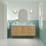 Laurent 60" Single Vanity, Light Natural Oak, w/ 3 CM Eternal Jasmine Pearl Quartz Top