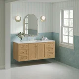 Laurent 60" Single Vanity, Light Natural Oak, w/ 3 CM Eternal Jasmine Pearl Quartz Top