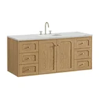Laurent 60" Single Vanity, Light Natural Oak, w/ 3 CM Ethereal Noctis Quartz Top